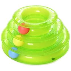 New Tower Round Bar Design Cat Ball Toy ,Cat Ball Toy, Exerciser Game, Teaser, Anti-Slip, Active Healthy Lifestyle, for Multiple Cats (Green)