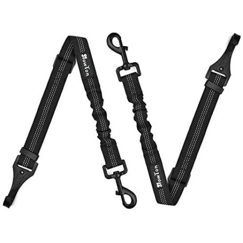 SlowTon 2 Pack Dog Seat Belt, Latch Bar Attachment Dog Car Seatbelt Metal Buckle Vehicle Seatbelt for Small Medium Large Dogs Elastic Belt Tether for Dog Harness Adjustable Pet Safety Leads