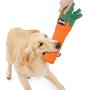 Hengu Carrot Bite-Resistant Dog Toy, Thick Oxford Cloth Cover for Plastic Bottle Self-Made Pet Toy with Sniffs Interactive Play Design, Perfect for Medium Big Dogs Chew Toy
