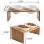 Lollimeow Pet Elevated Dog and Cat Wooden Rack Pet Feeder, Raised Stand Comes with Two Ceramic Bowls