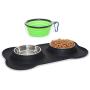 KEKS Small Dog Bowls Set of 2 Stainless Steel Bowls with Non-Skid & No Spill Silicone Stand for Small Dogs Cats Puppy & Collapsible Travel Pet Bowl