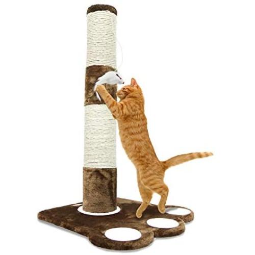 PARTYSAVING PET Palace Cat Claw Scratching Sisal Post for Kittens and Cats with Toy Mouse 19-inch / 32-inch Tall