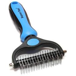 Maxpower Planet Pet Grooming Brush - Double Sided Shedding and Dematting Undercoat Rake Comb for Dogs and Cats,Extra Wide