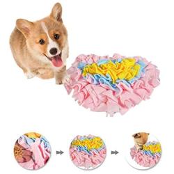 GoFika Small Dogs Slow Feeding Snuffle Foraging Mat Cloth for Puppies and Pets (14'' x 11.8'') Interactive Puzzle Feeder for Stimulation and Nosework (Pink)