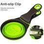 Collapsible Pet Food Scoop Silicone Measuring Cup Bag Clip 2 Pieces Water Snack Travel Bowl for Dogs Cats (1 Cup and 1/2 Cup)