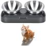 OOFAH Raised Cat Bowls Stainless Steel Material, Tilted Elevated Cat Bowl Food and Water Bowls,Pet Feeding Bowls for Cats and Small Dogs