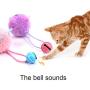 ocijf179 Pet Toy Kitten Colorful Plush Mouse Head with Bell Rope Cat Toy Interactive Pet Supply - Blue