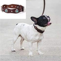 Chenyouwen Pet Toys Great Vintage Ethnic Style Genuine Leather Pet Waved Diamond Collar, Specification: 520x25mm(Green) (Color : Green)
