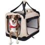 Crazy Queens Portable 3 Door Soft Sided Folding Travel Pet Carrier with Straps and Fleece Mat for Dogs, Cats, Rabbits, Indoor/Outdoor Use