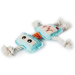 Fetch Pet Products RopeBots Canvas and Rope Squeaky Dog Toy for Large and Small Dogs, Multiple Squeakers Inside, Robot Toy