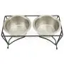 PetRageous 12112SS Moon Metal Non Slip Dog Diner, Black, 3.5-Cup Capacity, Two Dishwasher Safe Bowls, 6.10-Inch Tall Feeder, for Medium and Large Dogs and Cats PetRageous 12112SS Moon Metal Non Slip Dog Diner, Black, 3.5-Cup Capacity, Two Dishwasher Safe Bowls, 6.10-Inch Tall Feeder, for Medium and Large Dogs and Cats