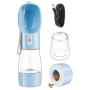 Dioxide Portable Dog Water Bottle Dispenser,2 in 1 Pet Water and Food Bottle Leak Proof for Pets Outdoor Walking, Hiking, Travel,Food Grade Plastic (Blue)