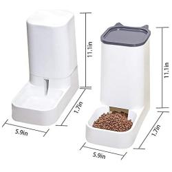 Automatic Pet Cat Dog Food Water Dispenser and Feeder in Set 3.8L, Gravity Waterer Food Bowl Water Drinking Fountain Self-Dispensing for Small Medium Pets Cats Dogs Puppy Kitten