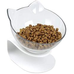 Pet Food & Water Bowls with Stand Base,Anti-Skid Cat Feeder Transparent Bowl Pet Food Dish