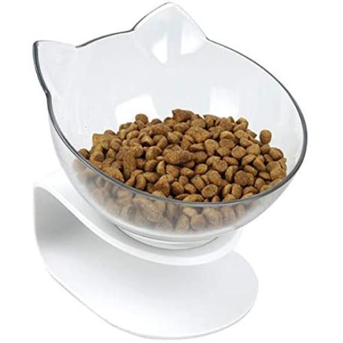 Pet Food & Water Bowls with Stand Base,Anti-Skid Cat Feeder Transparent Bowl Pet Food Dish