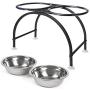 AISHN Elevated Dog Bowls Iron Stand Raised Pet Dog Feeder, 2 Removable Reusable Dog Bowls Stainless Steel Food and Water with Stand for Dogs