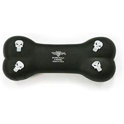 Buckle-Down Dog Toy Vinyl Bone Punisher Logo4 Centered Scattered Black White