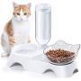 MILIFUN Double Dog Cat Bowls - Pets Water and Food Bowl Set, 15°Tilted Water and Food Bowl Set with Automatic Waterer Bottle for Small or Medium Size Dogs Cats