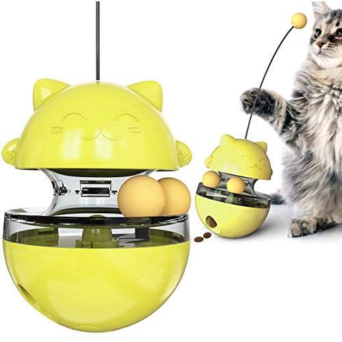 Highly Cat Toys Interactive Best Tumbler, Cat Ball Toy Treat Dispenser Funny Slow Food Cat Puzzle Feeder, Adjustable Food Leakage Hole Design, Safety and Durability for Cats