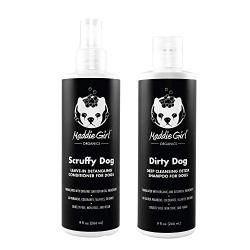 MaddieGirl Organics - Dirty Dog Deep Cleansing Detox Shampoo - Effectively Removes Dirt & Odor - Scruffy Dog Leave-in Conditioner Spray - Hydrates Dry Skin & Fur Treatment - 2 x 9oz