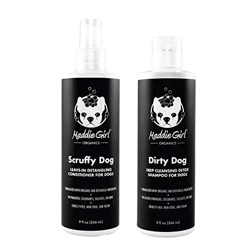 MaddieGirl Organics - Dirty Dog Deep Cleansing Detox Shampoo - Effectively Removes Dirt & Odor - Scruffy Dog Leave-in Conditioner Spray - Hydrates Dry Skin & Fur Treatment - 2 x 9oz MaddieGirl Organics - Dirty Dog Deep Cleansing Detox Shampoo - Effectively Removes Dirt & Odor - Scruffy Dog Leave-in Conditioner Spray - Hydrates Dry Skin & Fur Treatment - 2 x 9oz