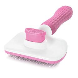 Self Cleaning Slicker Brush -Dog Brush & Cat Brush–Pet Grooming Brush- Shedding Grooming Tools-Gently Removes Loose Undercoat, Mats and Tangled Hair