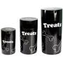 Pawvacs Set of 3 ( 6, 12, 24 Ounce ) Vacuum Sealed Pet Food Storage Containers; Black Cap & Body/White Treats