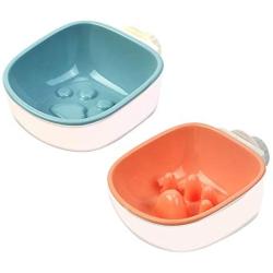 Nefelibata Original, Two Packs, Footprint Shape Design Food Hanging Bowl pet Bowl Hanging Dog Bowl cat Bowl can fix cat Food Bowl (Pink-Blue)