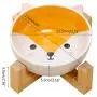 QINYUAN Cat Bowl, Cute Dog Food Water Feeder Pet Puppy Ceramic Drinking Dish with Wooden Rack Non-Slip Tableware Feeding Supply Accessorie QINYUAN Cat Bowl, Cute Dog Food Water Feeder Pet Puppy Ceramic Drinking Dish with Wooden Rack Non-Slip Tableware Feeding Supply Accessorie