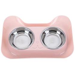 Hovico Dog Cat Bowls Set with Double Stainless Steel Feeder Bowls and Wider Non Skid Spill Proof Silicone Mat, Pet Feeder Bowls Small Puppy Bowl for Small Dogs Cats