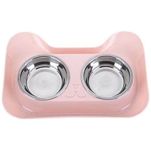 Hovico Dog Cat Bowls Set with Double Stainless Steel Feeder Bowls and Wider Non Skid Spill Proof Silicone Mat, Pet Feeder Bowls Small Puppy Bowl for Small Dogs Cats