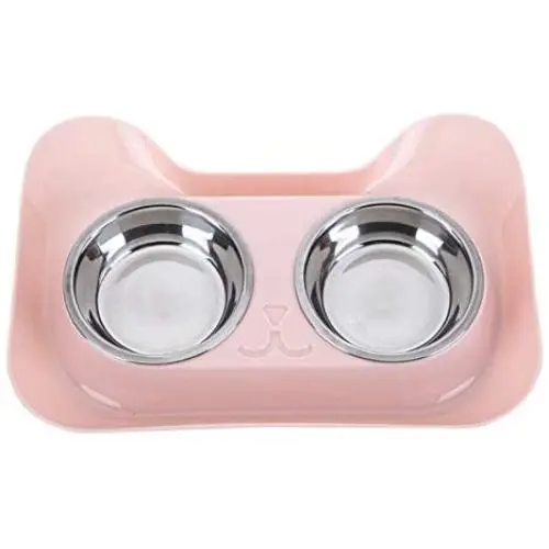 Hovico Dog Cat Bowls Set with Double Stainless Steel Feeder Bowls and Wider Non Skid Spill Proof Silicone Mat, Pet Feeder Bowls Small Puppy Bowl for Small Dogs Cats Hovico Dog Cat Bowls Set with Double Stainless Steel Feeder Bowls and Wider Non Skid Spill Proof Silicone Mat, Pet Feeder Bowls Small Puppy Bowl for Small Dogs Cats