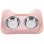 Hovico Dog Cat Bowls Set with Double Stainless Steel Feeder Bowls and Wider Non Skid Spill Proof Silicone Mat, Pet Feeder Bowls Small Puppy Bowl for Small Dogs Cats