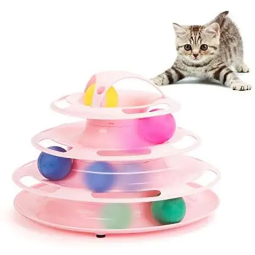 Suhaco Cat Toys for Indoor Cats Interactive 4 Level Towers of Tracks Roller with Four Colorful Ball Puzzle Kitten Toy Suhaco Cat Toys for Indoor Cats Interactive 4 Level Towers of Tracks Roller with Four Colorful Ball Puzzle Kitten Toy