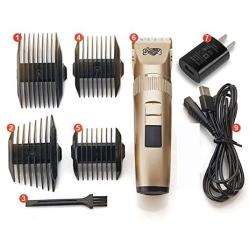 Dog Clippers, Low Noise Rechargeable Cordless Pet Dogs and Cats Electric Grooming Clippers Kit (Gold+Black)