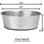 PetRageous 60048 Cayman Classic Non-Skid Stainless-Steel Dishwasher Safe Bowl 1-Quart Capacity 6.5-Inch Diameter 2.25-Inch Tall for Medium and Large Dogs and Cats of Any Size, Metallic, 3 Cups