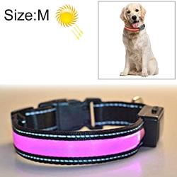 Chenyouwen Pet Toys Great Medium and Large Dog Pet Solar + USB Charging LED Light Collar, Neck Circumference Size: M, 40-50cm(Orange) (Color : Pink)