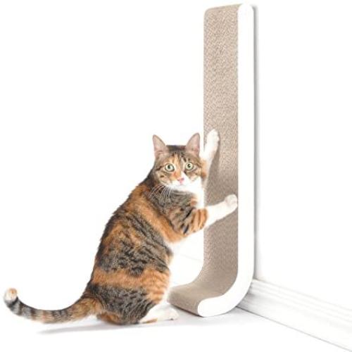 4CLAWS Wall Mounted Scratching Post 26'' (White) - BASICS Collection Cat Scratcher, 26 x 5.7 x 5.5 in