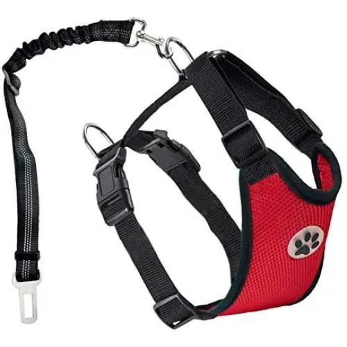 Dog Seatbelt Dog Car Harness with Pet Harness Double Breathable Mesh Fabric Vest,Adjustable Pet Seatbelt,Car Vehicle Connector Strap for Dogs and Seatbelt Extenders for Cars (Red, M) Dog Seatbelt Dog Car Harness with Pet Harness Double Breathable Mesh Fabric Vest,Adjustable Pet Seatbelt,Car Vehicle Connector Strap for Dogs and Seatbelt Extenders for Cars (Red, M)