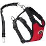 Dog Seatbelt Dog Car Harness with Pet Harness Double Breathable Mesh Fabric Vest,Adjustable Pet Seatbelt,Car Vehicle Connector Strap for Dogs and Seatbelt Extenders for Cars (Red, M)