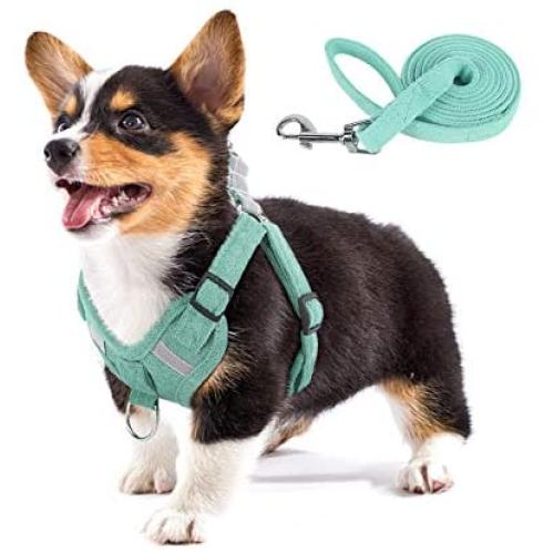 PAWDAY Dog Harness Soft Touch Suede Fabric Pet Vest Step in Adjustable Reflective No Pull Harness for Puppies, Small and Medium Dogs