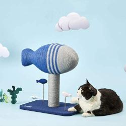 PETKIT Cat Scratching Post with 2 Cat Teasers Toys, Cute Cat Interactive Toys Scratcher Post with Nature Rope