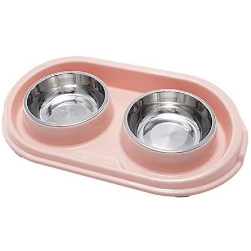 MXCELL Double Dog Bowls Stainless Steel Dog Bowl with No Spill Non-Skid PP Station 22oz Feeder Bowls Pet Bowl for Dogs Cats and Pets