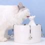 Fun Cat Water Fountain, Silence&Water Circulation Cat Water Dispenser, USB Charging Automatic Ceramic Drinking Fountain for Cats Dogs (White)