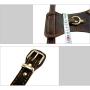 OCSOSO Durable Finest Brown Genuine Leather Dog Vest Harness Safety Dog Leather Harness Brass Plated for Medium Or Large Dogs 33.5''-35'' Chest with Dog Leash Hook
