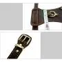 OCSOSO Durable Finest Brown Genuine Leather Dog Vest Harness Safety Dog Leather Harness Brass Plated for Medium Or Large Dogs 33.5''-35'' Chest with Dog Leash Hook