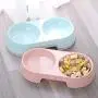LFOZ Pet New Macarone Double Pet Bowl Plastic Puppy Cat Food Water Drinking Dish Feeder Cat Puppy Feeding Supplies Small Dog Accessories (Color : Random)