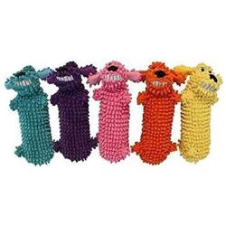 MPP Dog Toys Floppy Loofa Water Bottle Squeaker Smiling Characters Colors Vary 11''