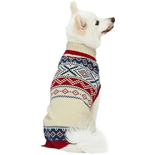 Blueberry Pet 2 Patterns Holiday Chic Fair Isle Pullover Dog Sweaters