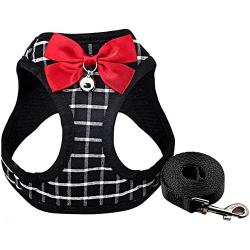 Abaooat Cat Harness and Leash for Walking Small Cat and Dog Harness Escape Proof Pet Vest Harnesses with Bell and Bow-Knot Decoration